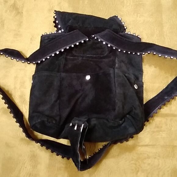 Backpack Handmade Women's Suede Black Backpack - Picture 5 of 15